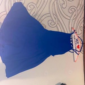 Lulus dress size large- royal blue tight top loose bottom  strappy back.